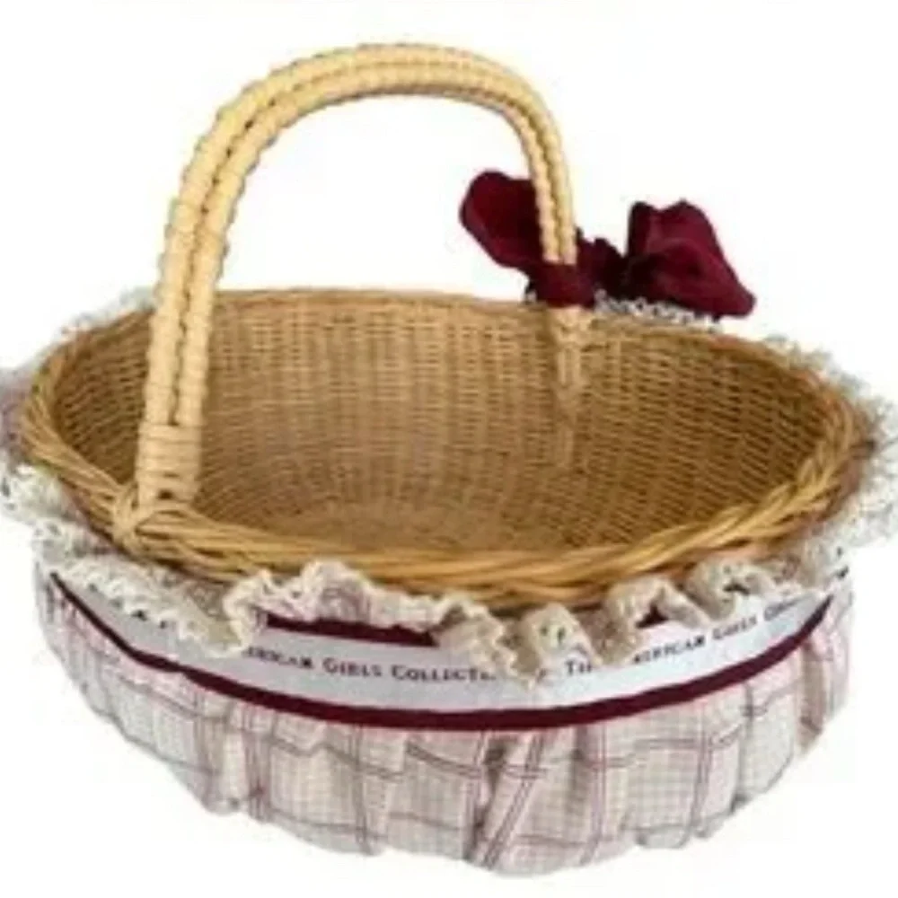Vintage 1991 American Girl Wicker Basket with Red Bow